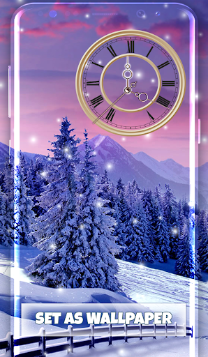 Snow Background Clock Wallpaper - Image screenshot of android app