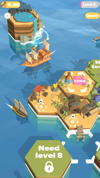 Islands Idle: Tropical Pirate - Gameplay image of android game