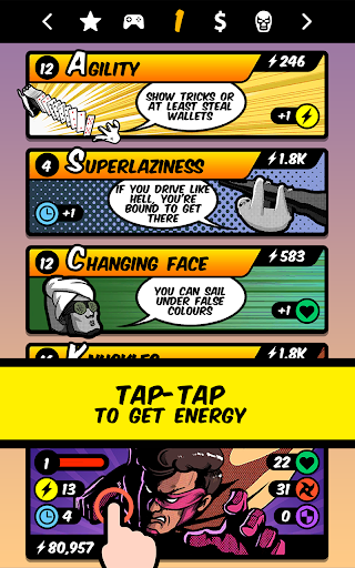 Superhero Clicker - Gameplay image of android game