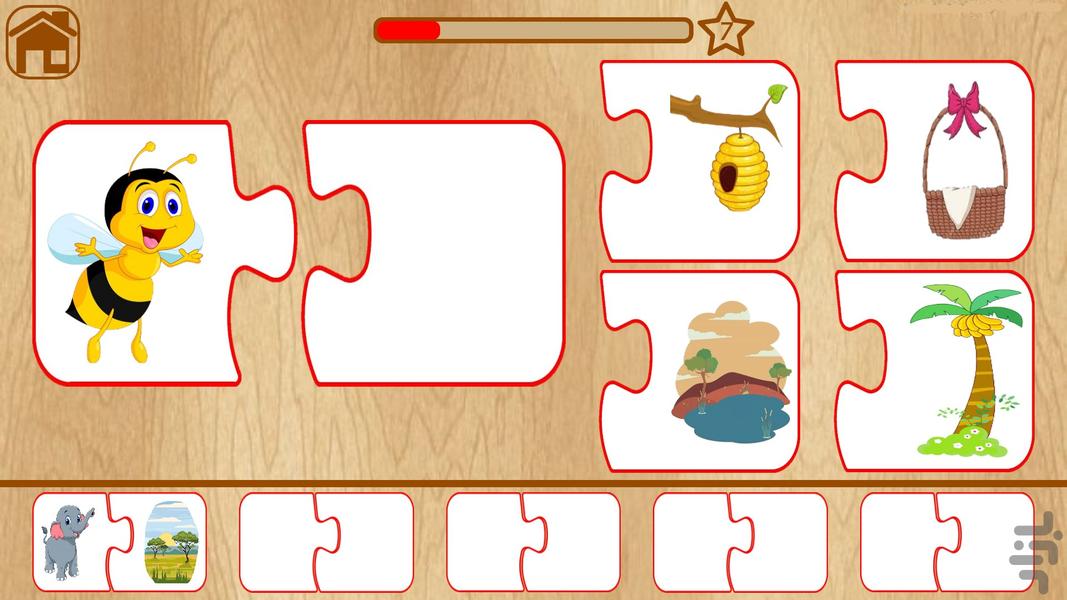 پازل حیوانات -آموزش نام، غذا و خانه - Gameplay image of android game