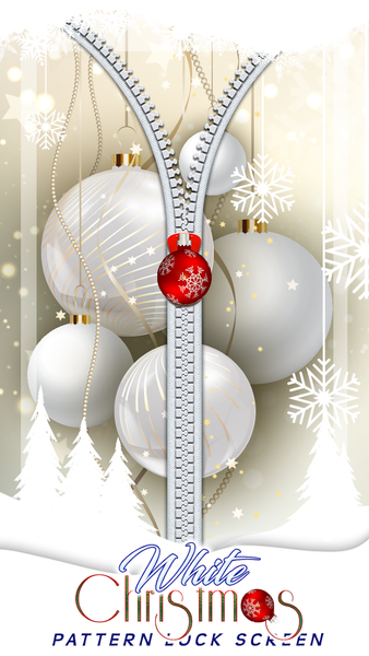 White Christmas Pattern Lock Screen - Image screenshot of android app