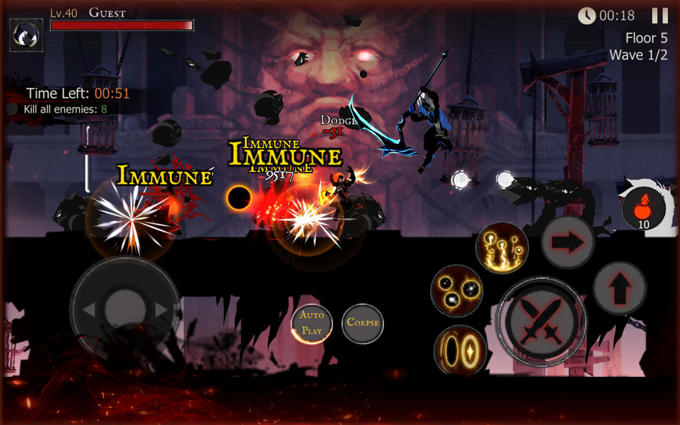 Shadow of Death: Dark Knight - Gameplay image of android game
