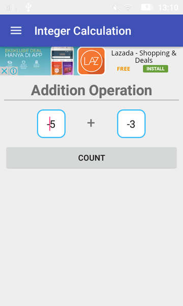 Integer Calculation - Image screenshot of android app