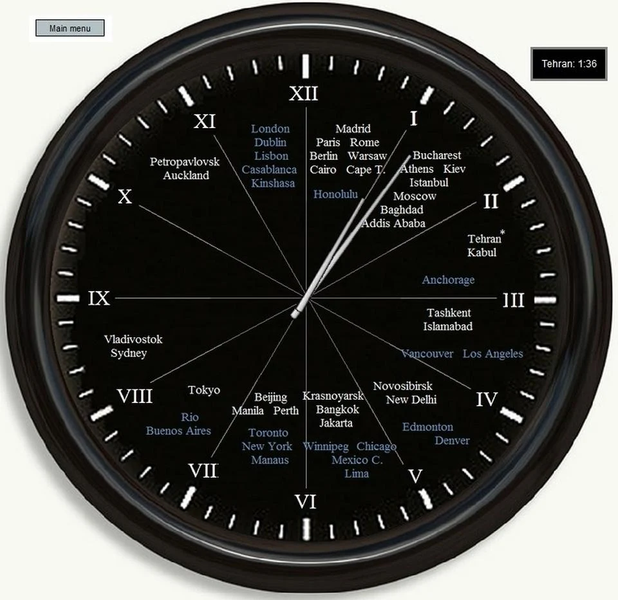 ۱۲-hour world clock - عکس برنامه موبایلی اندروید