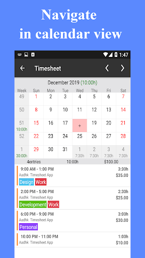 Timesheet - Time Card - Work Hour - عکس برنامه موبایلی اندروید