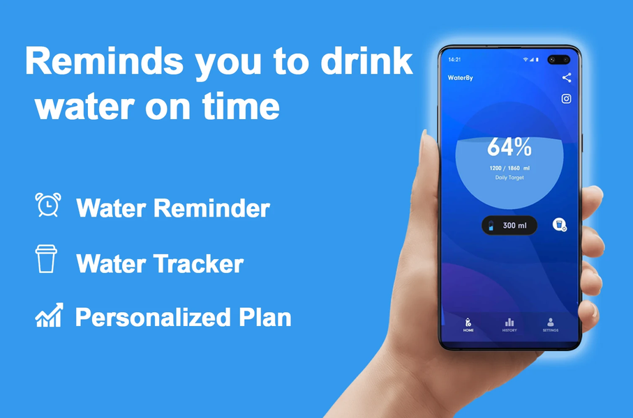 WaterBy: Water Drink Reminder - عکس برنامه موبایلی اندروید