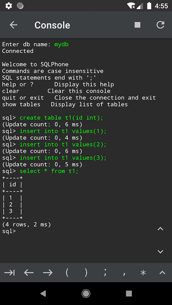 SQLPhone : SQL Interpreter - عکس برنامه موبایلی اندروید