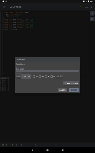 SQLPhone : SQL Interpreter - عکس برنامه موبایلی اندروید