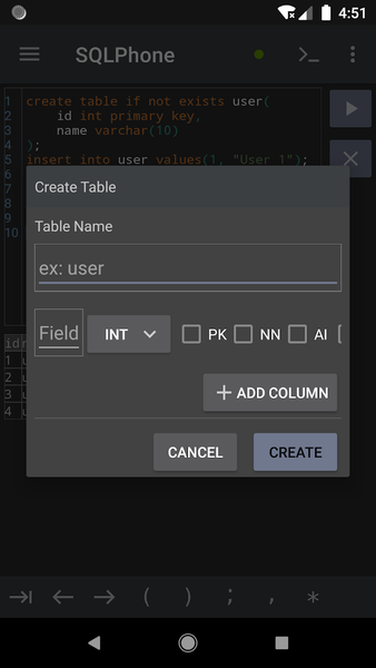 SQLPhone : SQL Interpreter - عکس برنامه موبایلی اندروید