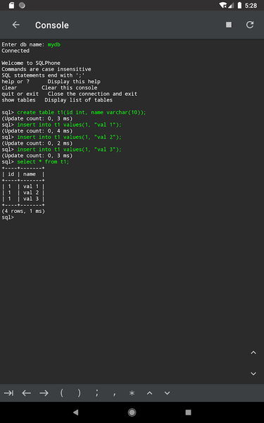 SQLPhone : SQL Interpreter - عکس برنامه موبایلی اندروید