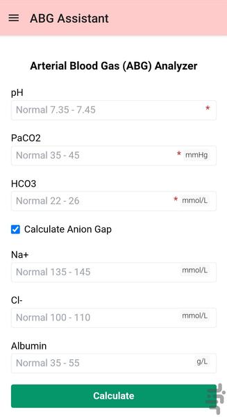 تفسیر ازمایش گازهای خون شریانی - عکس برنامه موبایلی اندروید