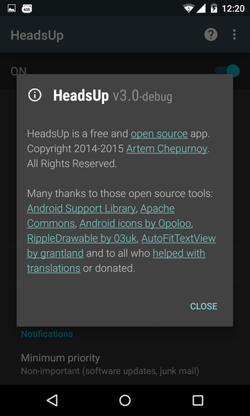 HeadsUp - Image screenshot of android app