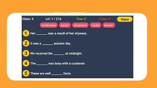 English Word Fill - عکس برنامه موبایلی اندروید