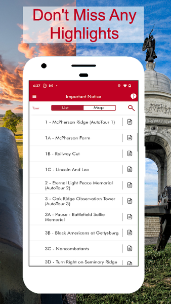 Gettysburg Battle Auto Tour - Image screenshot of android app
