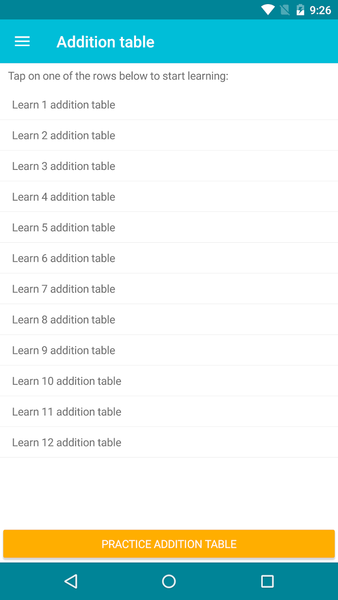 Addition Table - Image screenshot of android app