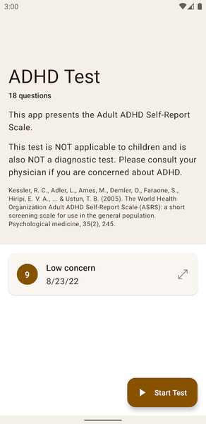 ADHD Test - عکس برنامه موبایلی اندروید