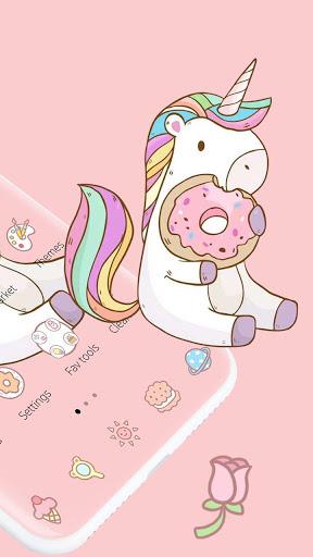 Adorable Rainbow Pink Unicorn Theme - Image screenshot of android app