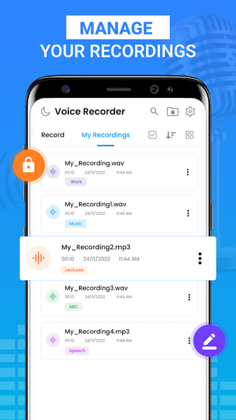 Advance Voice Recorder - عکس برنامه موبایلی اندروید