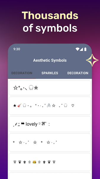 Aesthetic Symbols - Fancy Text - عکس برنامه موبایلی اندروید