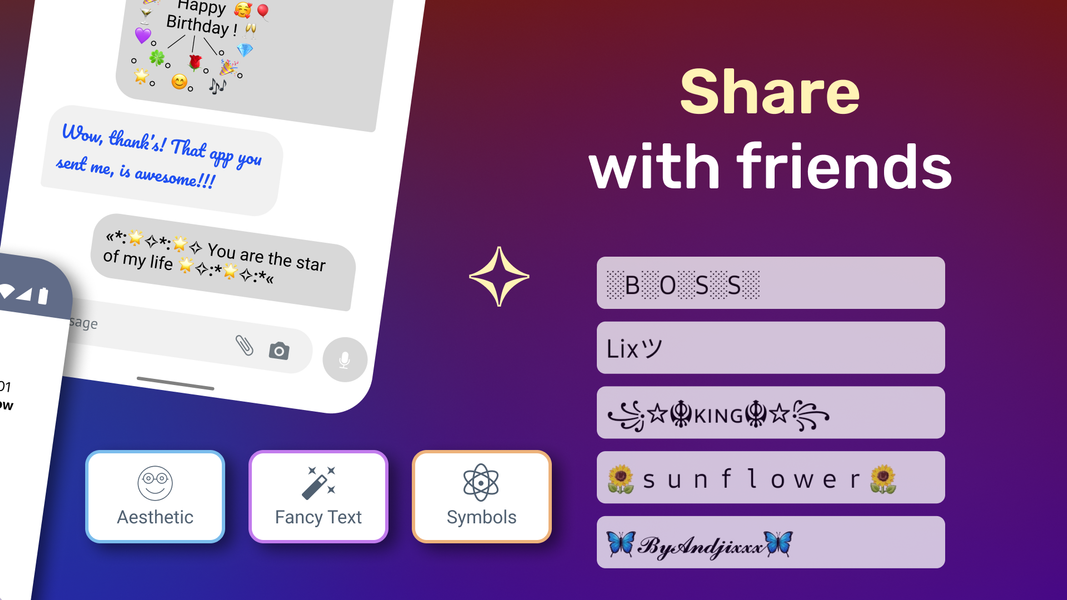 Aesthetic Symbols - Fancy Text - عکس برنامه موبایلی اندروید