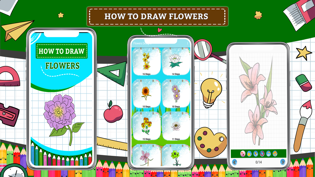 Learn How to Draw Flowers Step - عکس برنامه موبایلی اندروید