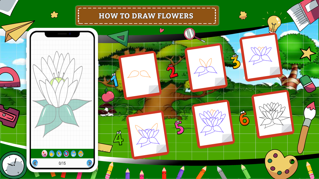 Learn How to Draw Flowers Step - عکس برنامه موبایلی اندروید