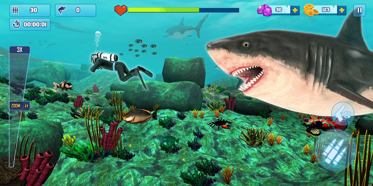 Shark Attack: ۳D Hunting Games - عکس بازی موبایلی اندروید