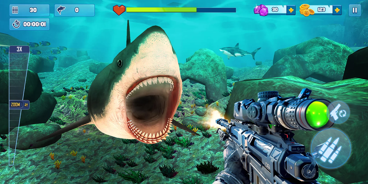 Shark Attack: ۳D Hunting Games - عکس بازی موبایلی اندروید
