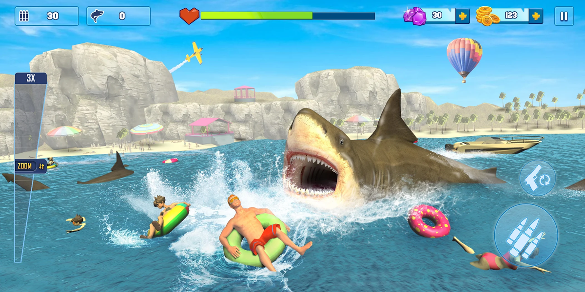 Shark Attack: 3D Hunting Games - Gameplay image of android game