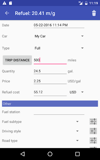 My Cars (Fuel logger++) - Image screenshot of android app