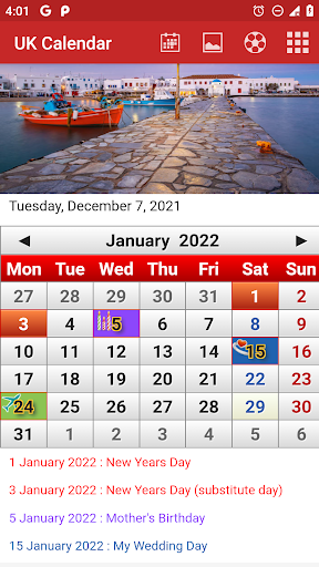 UK Calendar - Image screenshot of android app