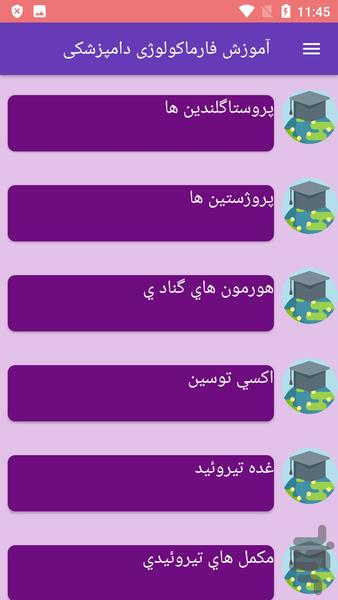 آموزش فارماکولوژی دامپزشکی - عکس برنامه موبایلی اندروید