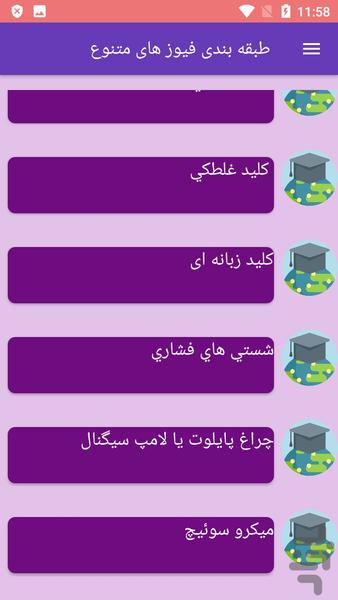 طبقه بندی فیوز های متنوع - عکس برنامه موبایلی اندروید