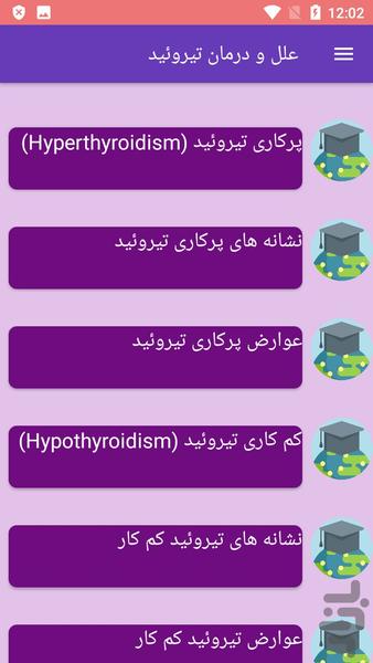 علل و درمان تیروئید - عکس برنامه موبایلی اندروید