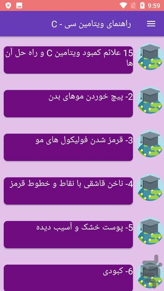 راهنمای ویتامین سی - C - عکس برنامه موبایلی اندروید