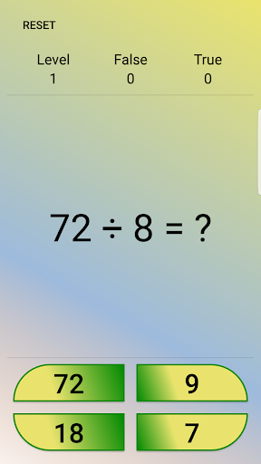 MathQuiz , learning multiplication table - Gameplay image of android game