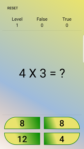 MathQuiz , learning multiplication table - Gameplay image of android game