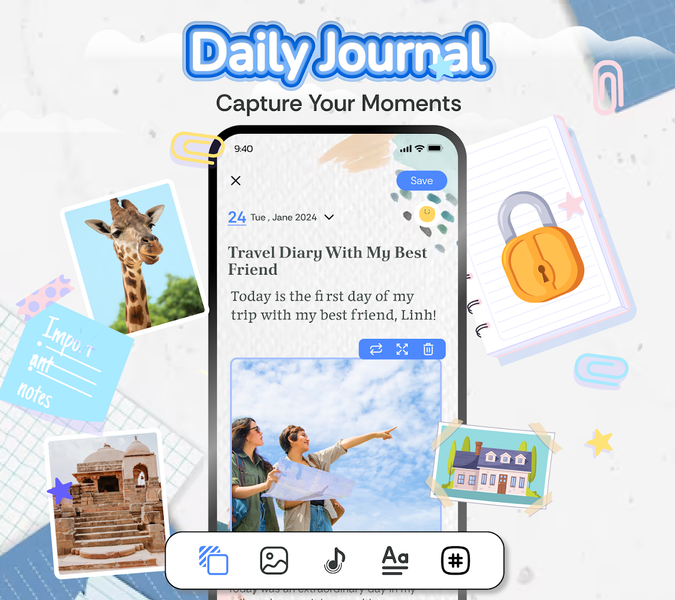 Journal Diary - Daily Notebook - عکس برنامه موبایلی اندروید