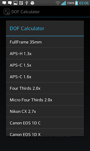 DOF Calculator - Image screenshot of android app