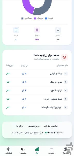 منزا ( ساخت منوی دیجیتال رستوران و . - Image screenshot of android app