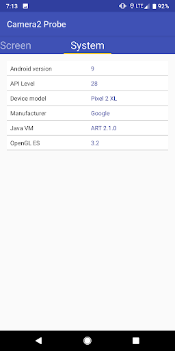 Camera2 API Probe - Image screenshot of android app