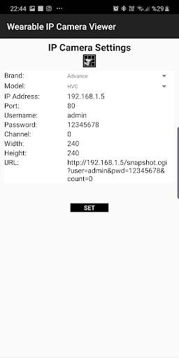 Wearable IPCamera Viewer Setti - عکس برنامه موبایلی اندروید