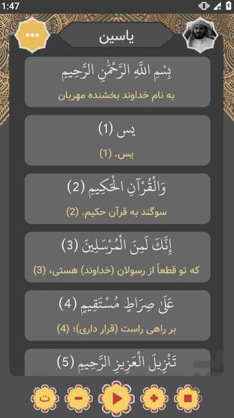 سوره یاسین صوتی و متنی - عکس برنامه موبایلی اندروید