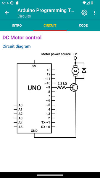 Arduino Programming Tutorial - Image screenshot of android app