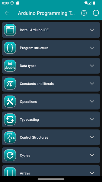 Arduino Programming Tutorial - Image screenshot of android app