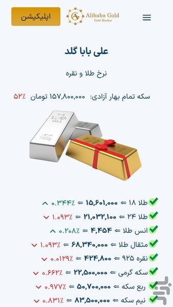 طلا - نقره - علی بابا گلد - عکس برنامه موبایلی اندروید
