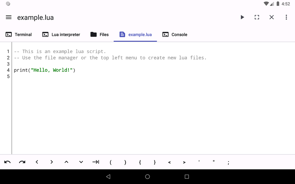 LuaDroid - ide for lua - Image screenshot of android app