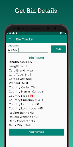 Bin Checker - Check Card Information & Validate - Image screenshot of android app