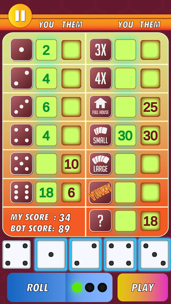 Yatzy - Dice Game - Gameplay image of android game