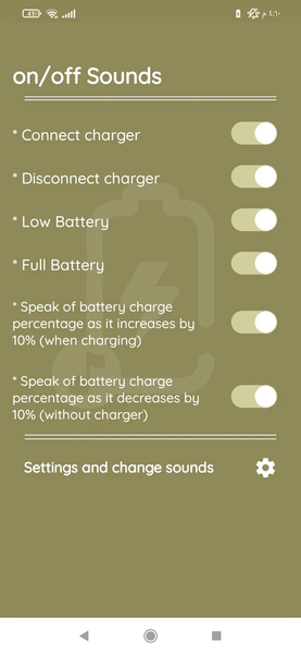 Battery Charge Notifier Sounds - عکس برنامه موبایلی اندروید
